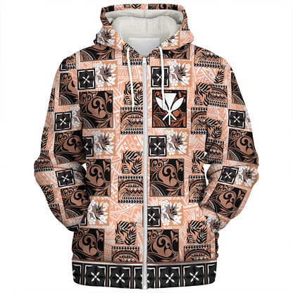 Hawaii Sherpa Hoodie Traditional Hawaiian Floral Designs