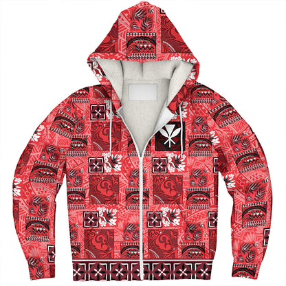 Hawaii Sherpa Hoodie Traditional Hawaiian Floral Designs