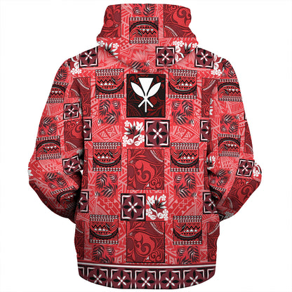 Hawaii Sherpa Hoodie Traditional Hawaiian Floral Designs