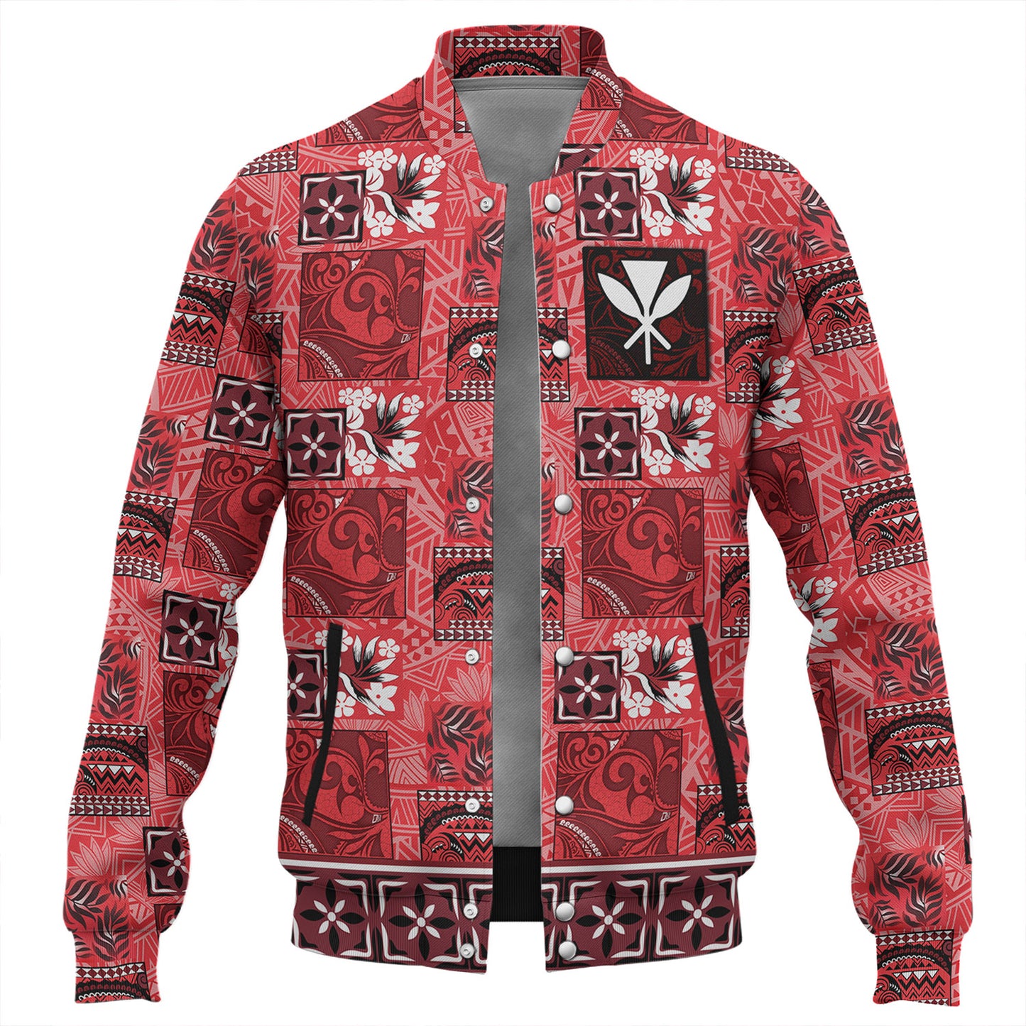 Hawaii Baseball Jacket Traditional Hawaiian Floral Designs