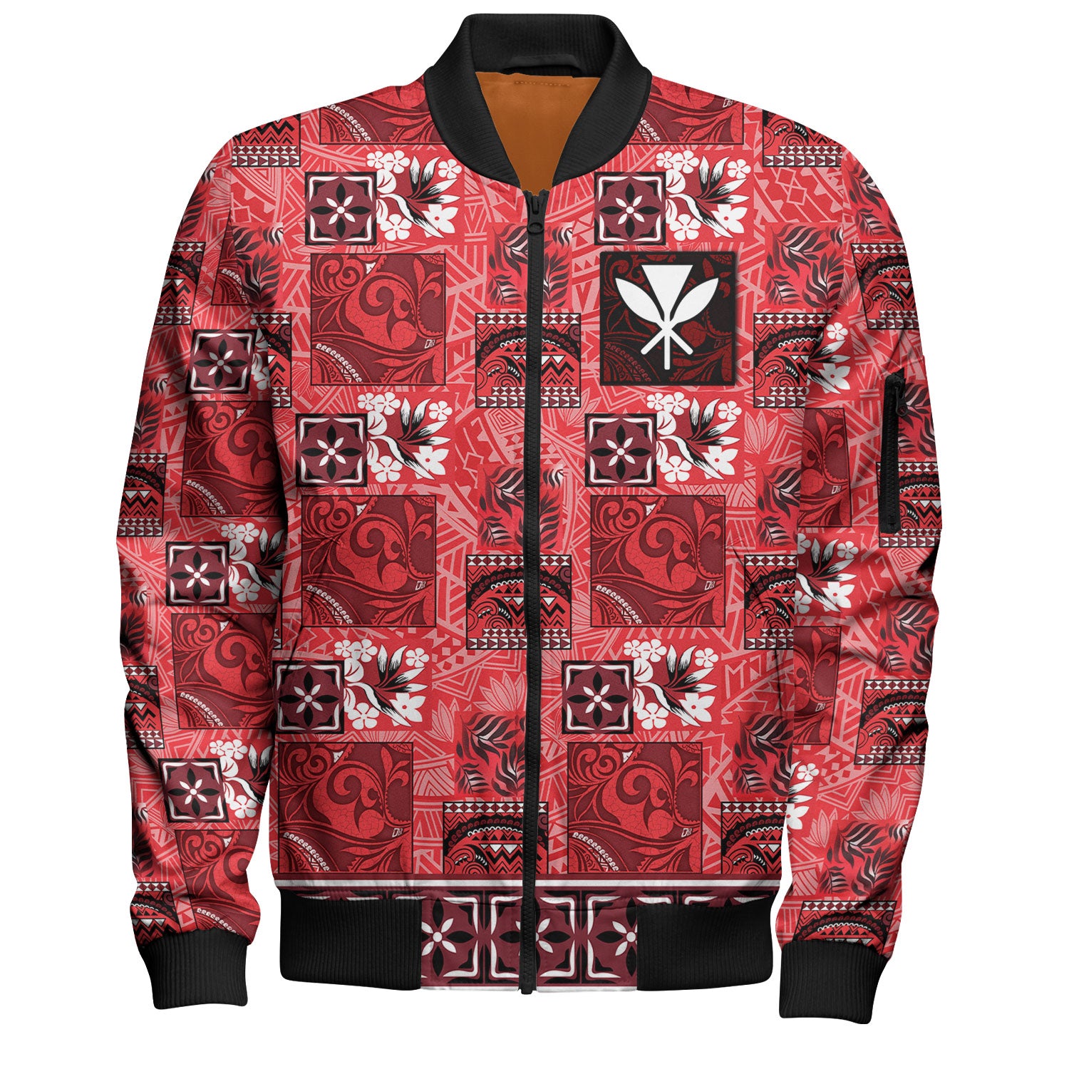 Hawaii Bomber Jacket Traditional Hawaiian Floral Designs