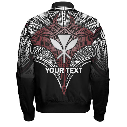 Hawaii Custom Personalised Bomber Jacket Tribal Patterns Manta Ray Tatau Style