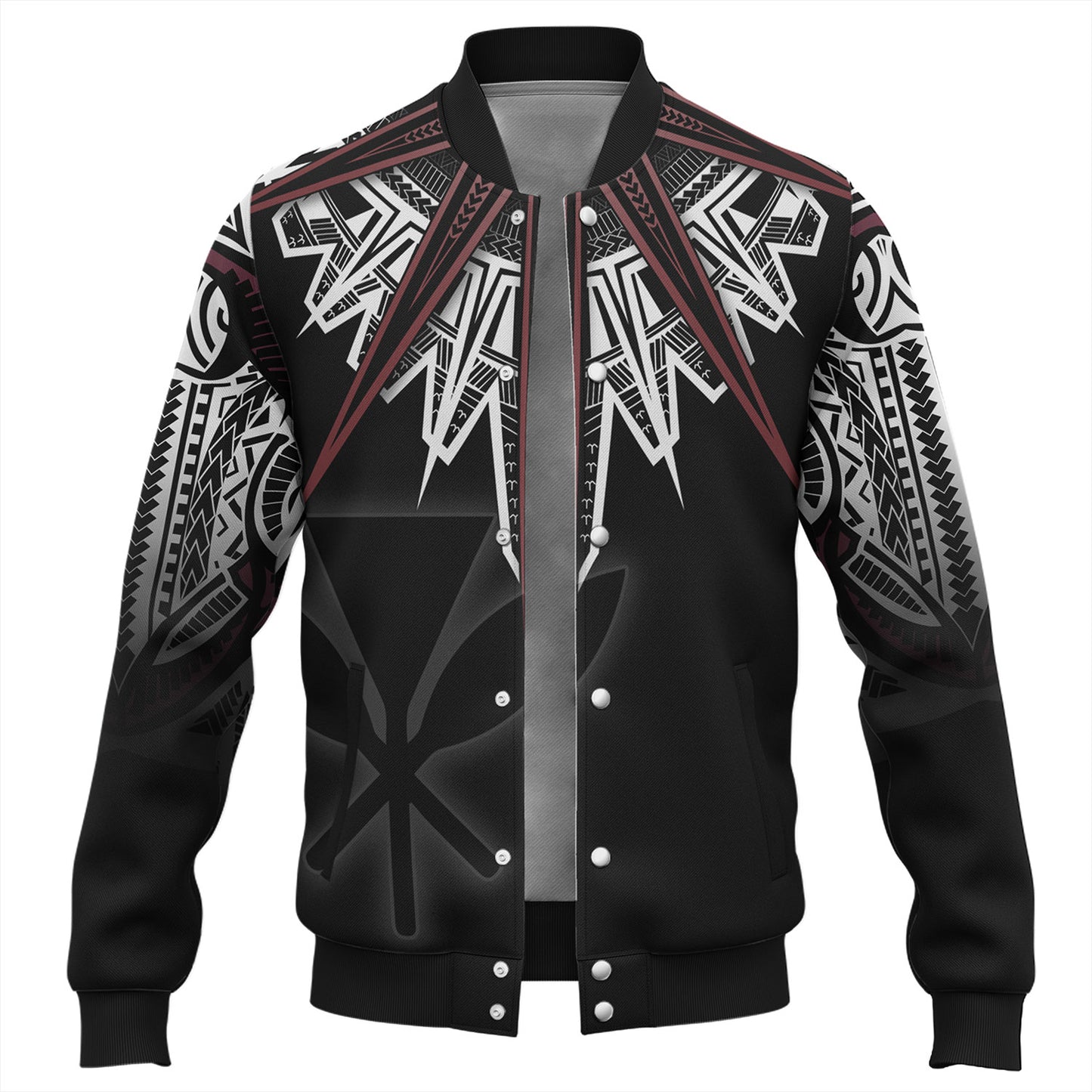 Hawaii Custom Personalised Baseball Jacket Tribal Patterns Manta Ray Tatau Style