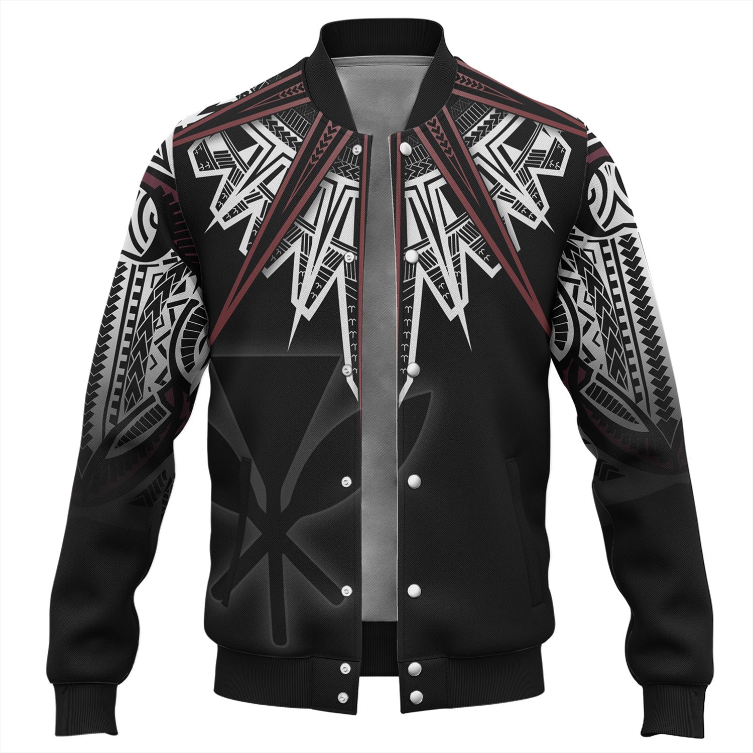 Hawaii Custom Personalised Baseball Jacket Tribal Patterns Manta Ray Tatau Style
