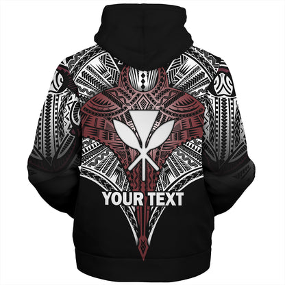 Hawaii Custom Personalised Sherpa Hoodie Tribal Patterns Manta Ray Tatau Style