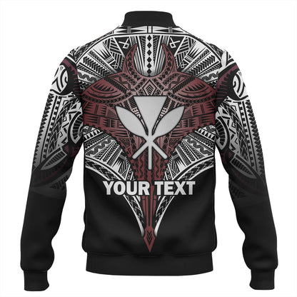 Hawaii Custom Personalised Baseball Jacket Tribal Patterns Manta Ray Tatau Style