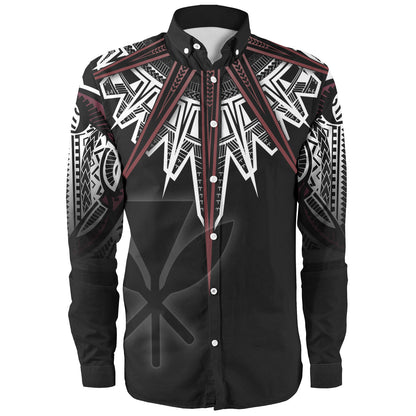 Hawaii Custom Personalised Long Sleeve Shirt Tribal Patterns Manta Ray Tatau Style