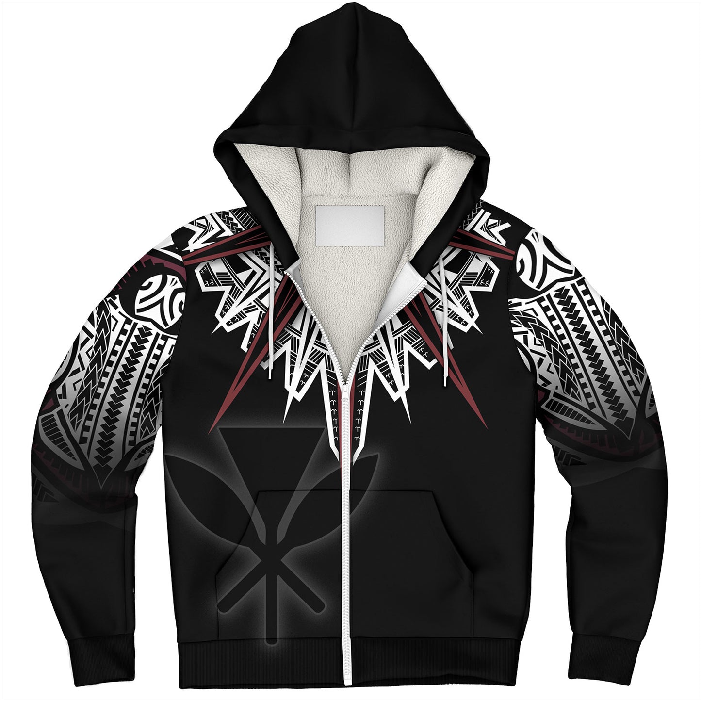 Hawaii Custom Personalised Sherpa Hoodie Tribal Patterns Manta Ray Tatau Style