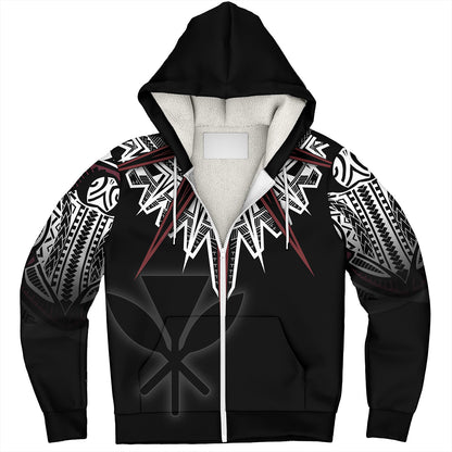 Hawaii Custom Personalised Sherpa Hoodie Tribal Patterns Manta Ray Tatau Style