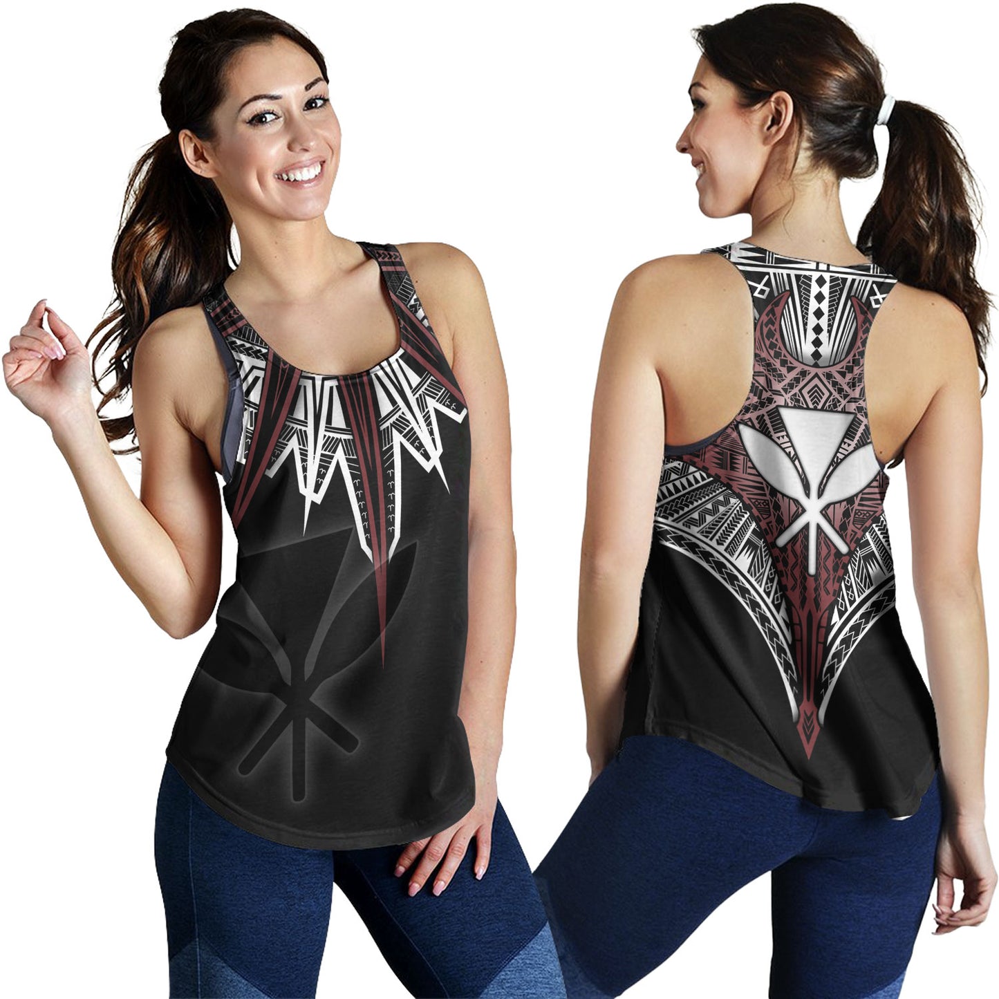 Hawaii Custom Personalised Women Tank Tribal Patterns Manta Ray Tatau Style