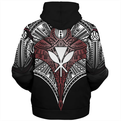Hawaii Custom Personalised Sherpa Hoodie Tribal Patterns Manta Ray Tatau Style