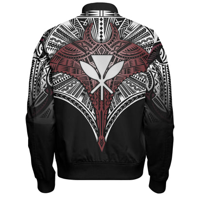 Hawaii Custom Personalised Bomber Jacket Tribal Patterns Manta Ray Tatau Style