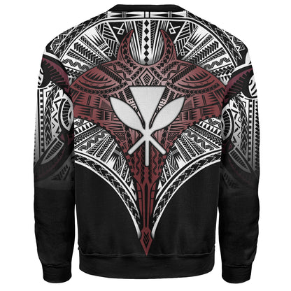 Hawaii Custom Personalised Sweatshirt Tribal Patterns Manta Ray Tatau Style