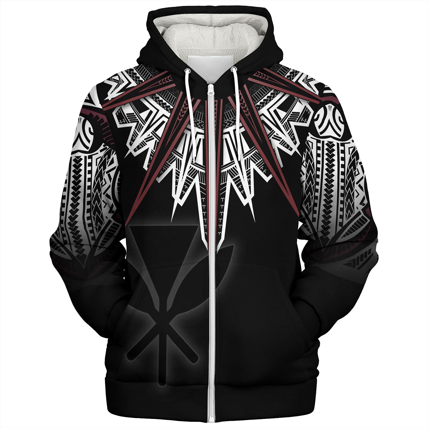 Hawaii Custom Personalised Sherpa Hoodie Tribal Patterns Manta Ray Tatau Style