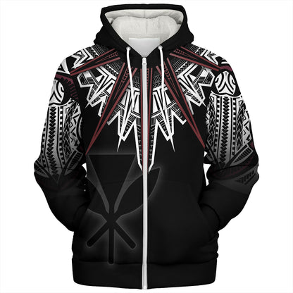 Hawaii Custom Personalised Sherpa Hoodie Tribal Patterns Manta Ray Tatau Style