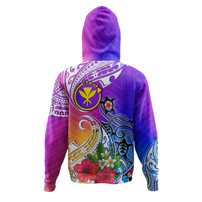 Hawaii Hoodie Turtle Polynesian Tribal Tropical Flowers