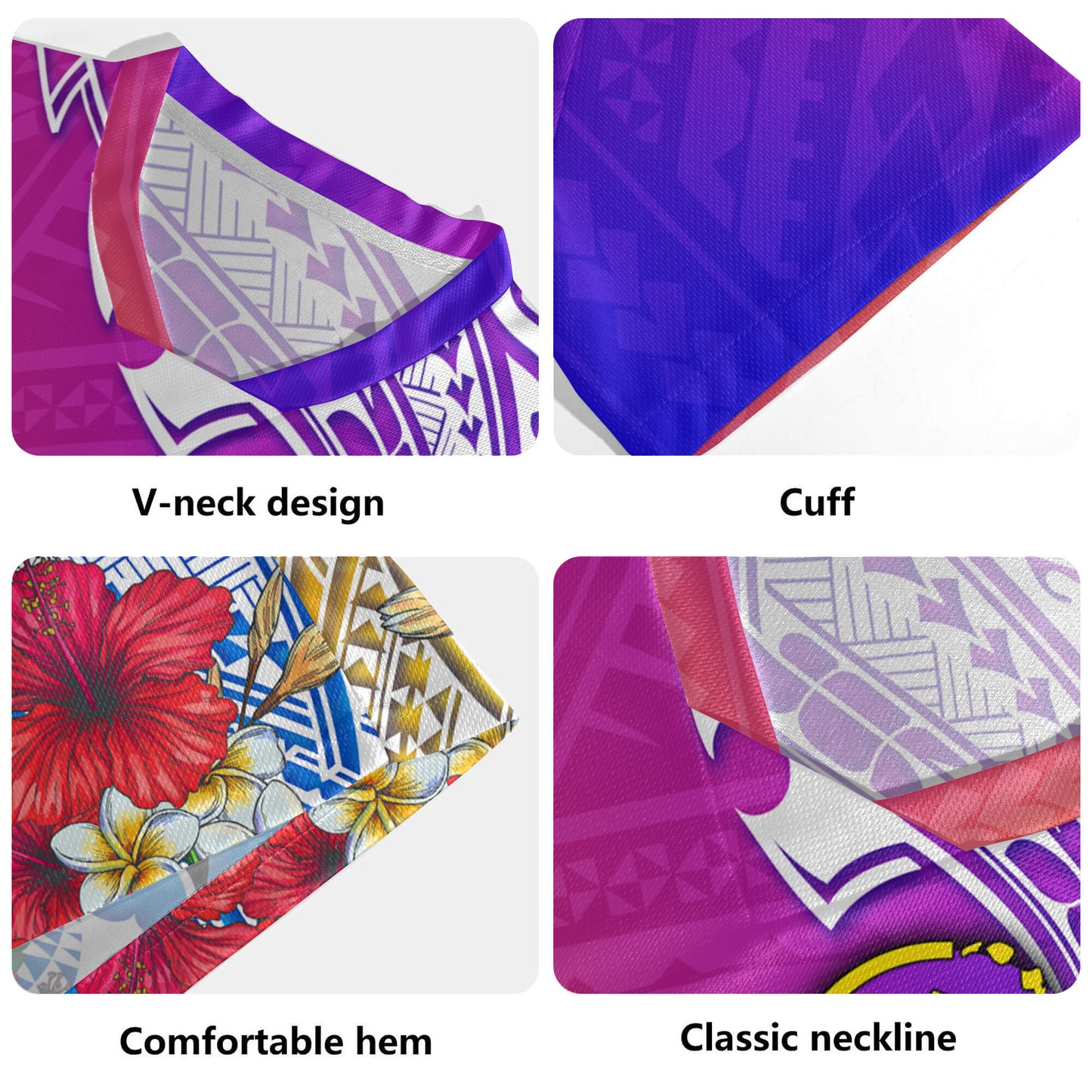 Hawaii Rugby Jersey Turtle Polynesian Tribal Tropical Flowers