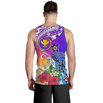 Hawaii Tank Top Turtle Polynesian Tribal Tropical Flowers