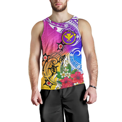 Hawaii Tank Top Turtle Polynesian Tribal Tropical Flowers