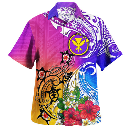 Hawaii Hawaiian Shirt Turtle Polynesian Tribal Tropical Flowers