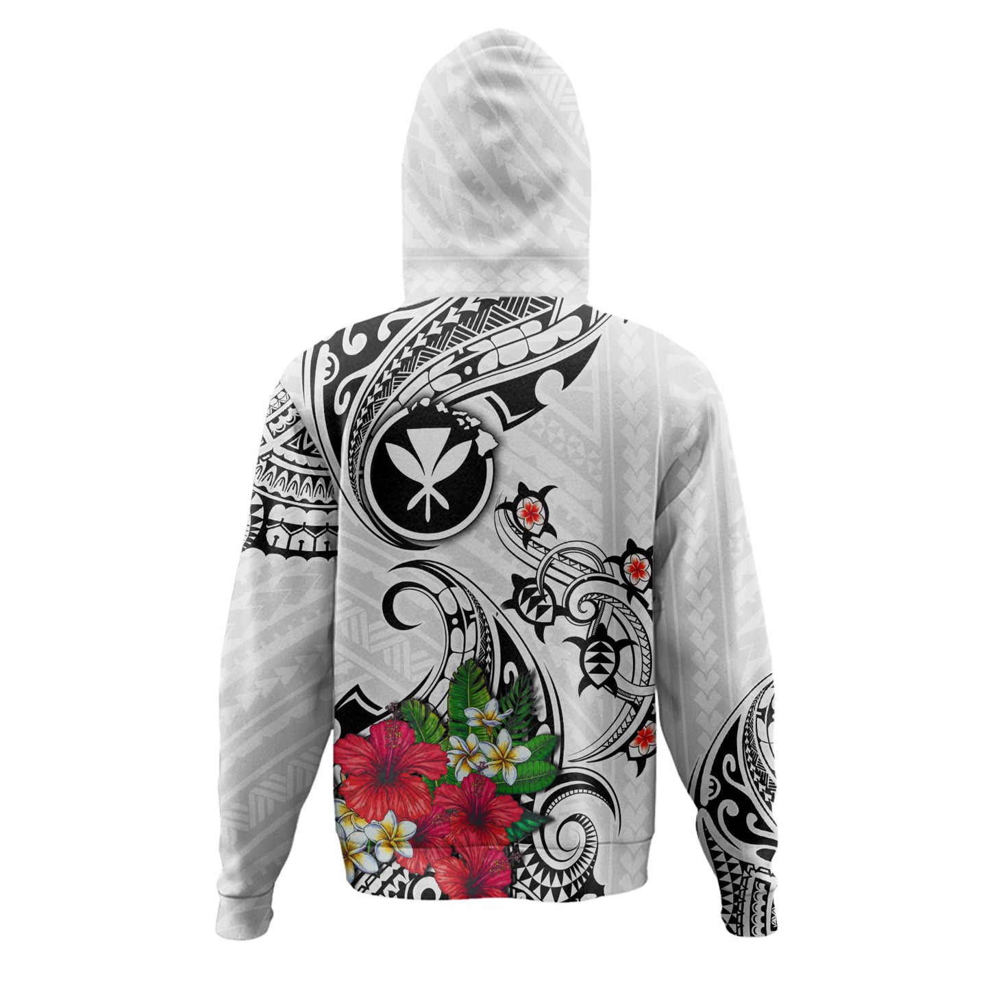 Hawaii Hoodie Turtle Polynesian Tribal Tropical Flowers