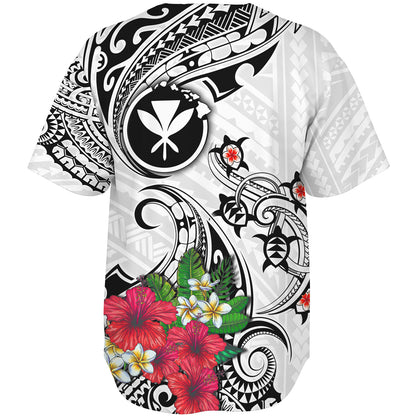Hawaii Baseball Shirt Turtle Polynesian Tribal Tropical Flowers