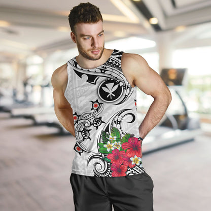 Hawaii Tank Top Turtle Polynesian Tribal Tropical Flowers