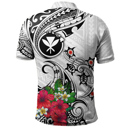 Hawaii Polo Shirt Turtle Polynesian Tribal Tropical Flowers
