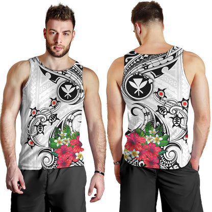 Hawaii Tank Top Turtle Polynesian Tribal Tropical Flowers