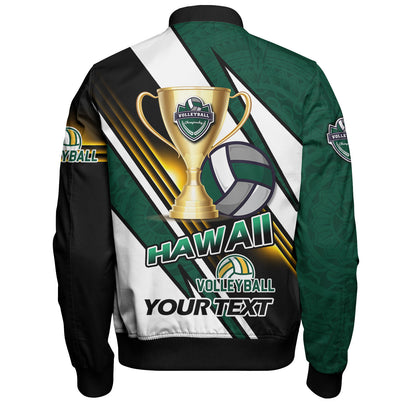 Hawaii Bomber Jacket Custom Volleyball Cup Championship Hawaii Polynesian Patterns