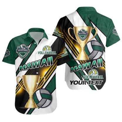Hawaii Short Sleeve Shirt Custom Volleyball Cup Championship Hawaii Polynesian Patterns