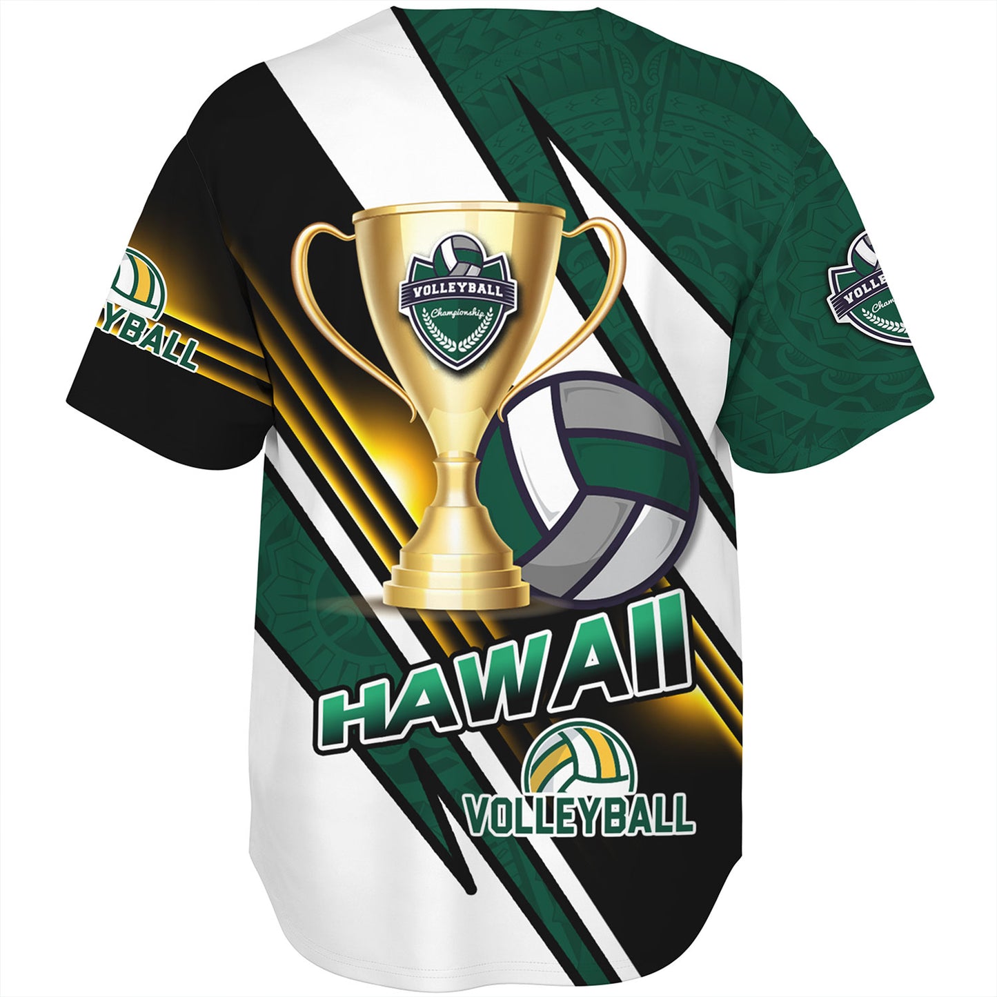 Hawaii Baseball Shirt Custom Volleyball Cup Championship Hawaii Polynesian Patterns