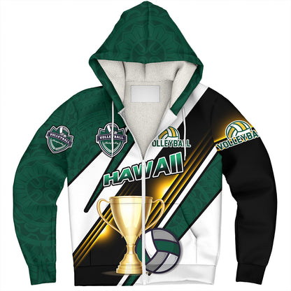 Hawaii Sherpa Hoodie Custom Volleyball Cup Championship Hawaii Polynesian Patterns