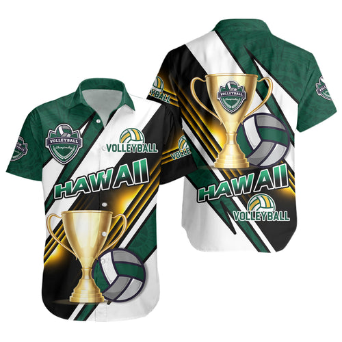 Hawaii Short Sleeve Shirt Custom Volleyball Cup Championship Hawaii Polynesian Patterns