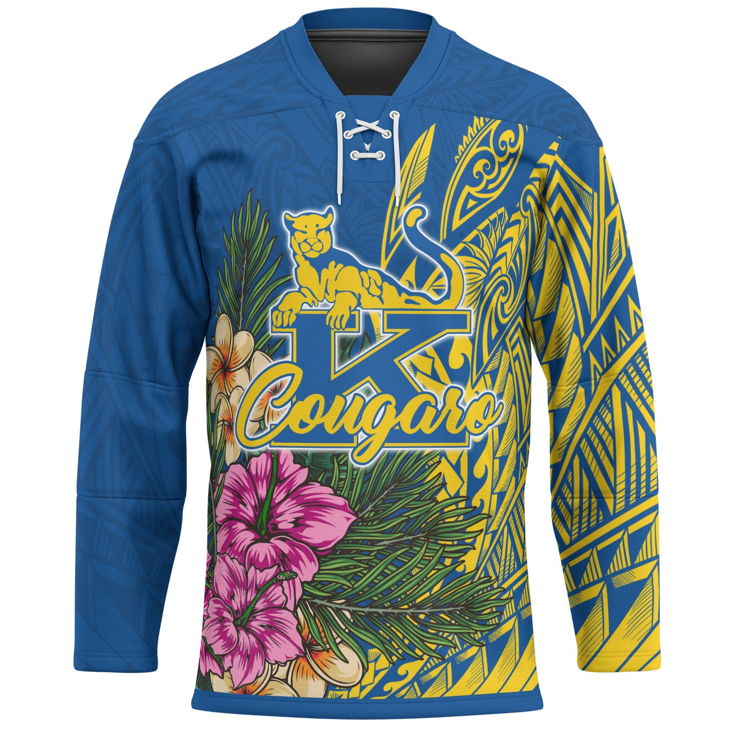 Hawaii Custom Personalised Hockey Jersey - Henry J. Kaiser High School Hawaiian Flowers Wing Patterns