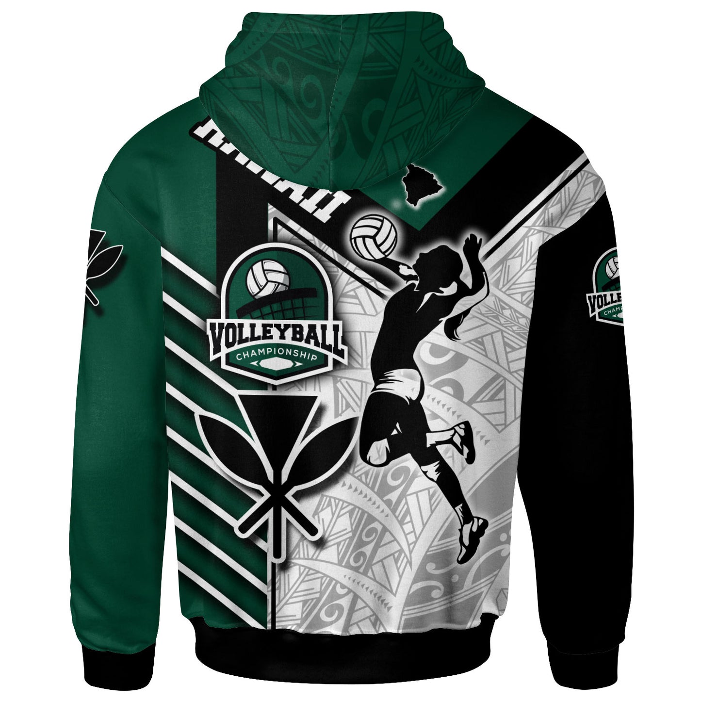 Hawaii Custom Personalised Hoodie - Hawaii Map Volleyball Championship Polynesian Culture