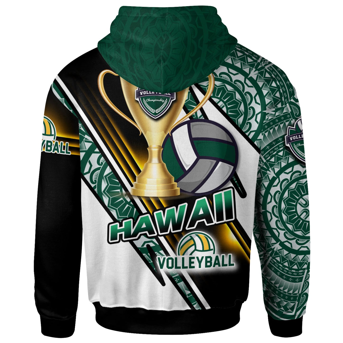 Hawaii Custom Personalised Hoodie - Volleyball Cup Championship Hawaii Polynesian Patterns