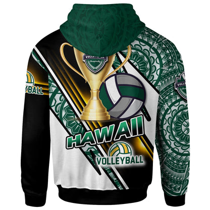 Hawaii Custom Personalised Hoodie - Volleyball Cup Championship Hawaii Polynesian Patterns