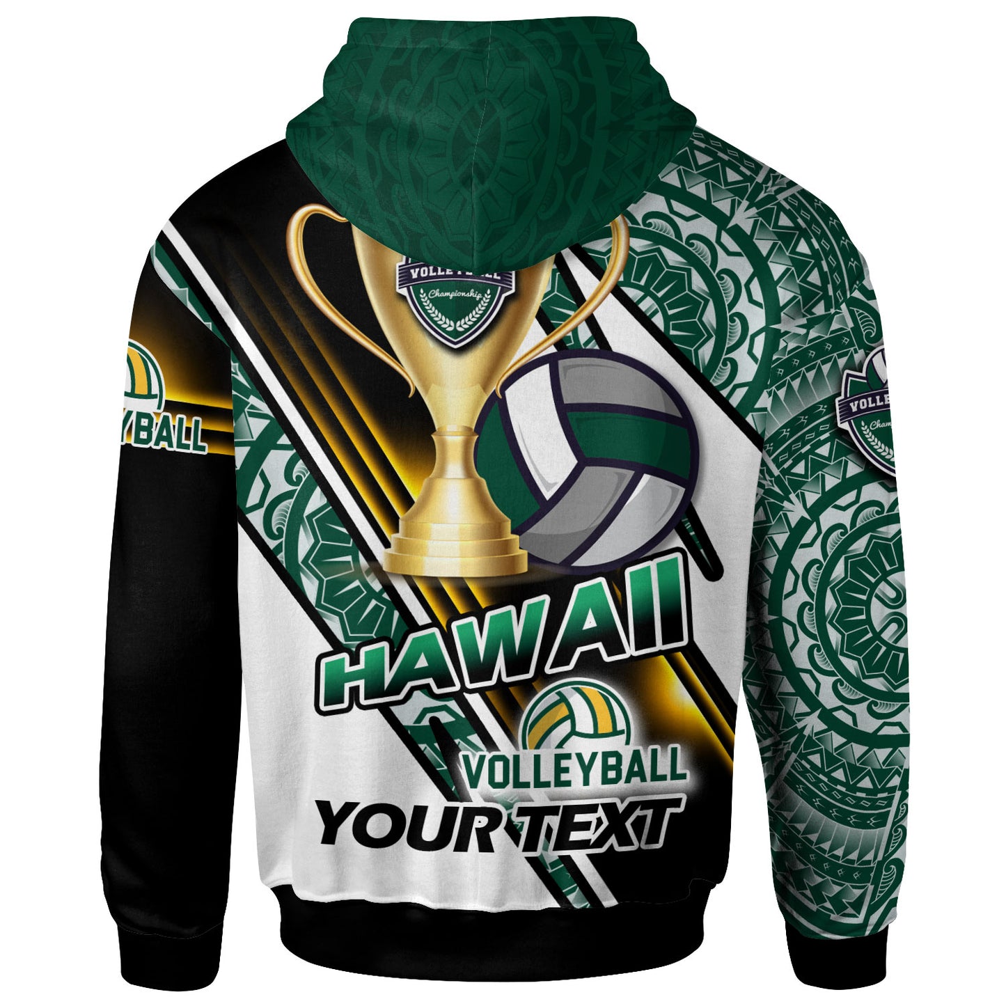 Hawaii Custom Personalised Hoodie - Volleyball Cup Championship Hawaii Polynesian Patterns