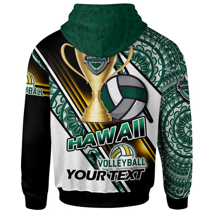 Hawaii Custom Personalised Hoodie - Volleyball Cup Championship Hawaii Polynesian Patterns