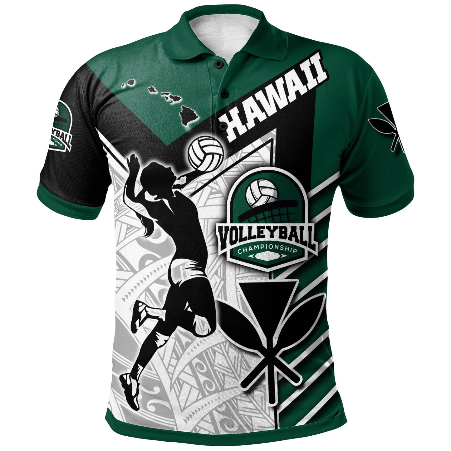 Hawaii Custom Personalised Polo Shirt - Hawaii Map Volleyball Championship Polynesian Culture