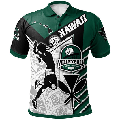 Hawaii Custom Personalised Polo Shirt - Hawaii Map Volleyball Championship Polynesian Culture