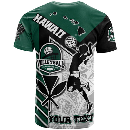 Hawaii Custom Personalised T-Shirt - Hawaii Map Volleyball Championship Polynesian Culture