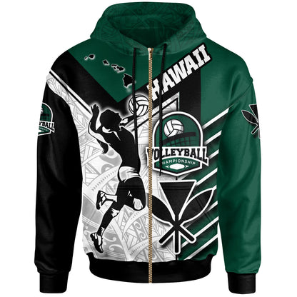 Hawaii Custom Personalised Hoodie - Hawaii Map Volleyball Championship Polynesian Culture
