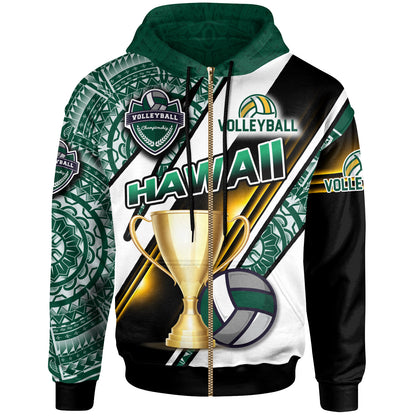 Hawaii Custom Personalised Hoodie - Volleyball Cup Championship Hawaii Polynesian Patterns