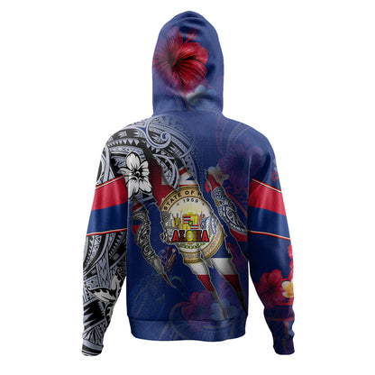 Hawaii Hoodie Custom Hawaiian Blood Inside Me Polynesian Sleeve Tattoo Tropical Blue