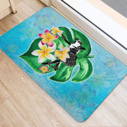 Hawaii Door Mat Hula Girls With Tropical Flowers Polynesian Style