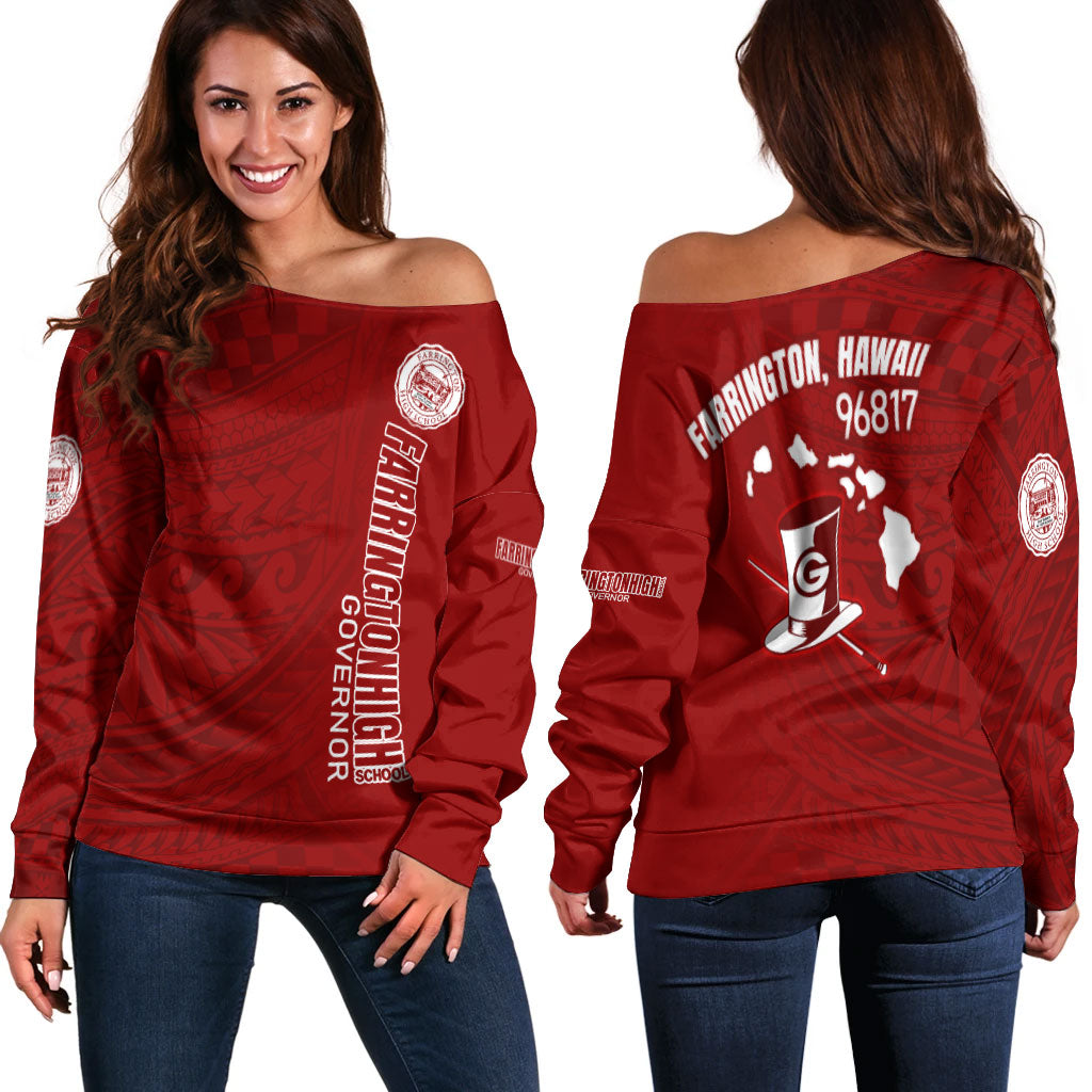 Hawaii Farrington High School Off Shoulder Sweatshirt - Governor Hawaii Patterns