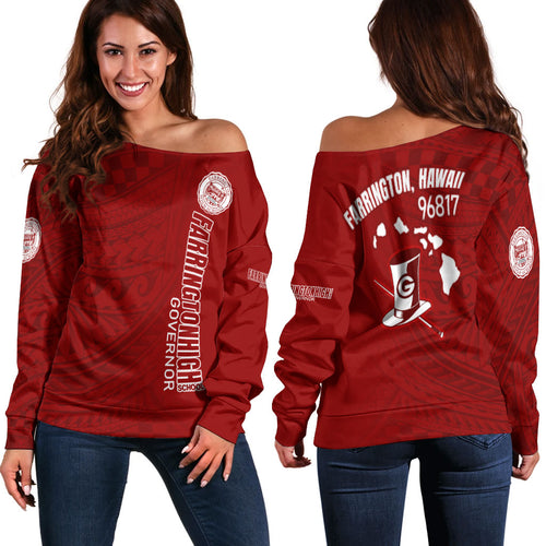 Hawaii Farrington High School Off Shoulder Sweatshirt - Governor Hawaii Patterns