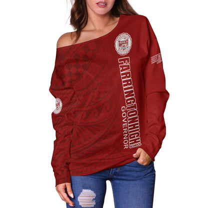 Hawaii Farrington High School Off Shoulder Sweatshirt - Governor Hawaii Patterns